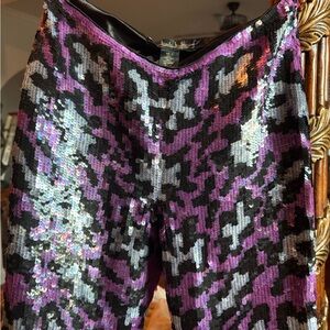 Nicole Miller Purple Sequin Pants